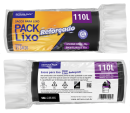 SACO DE LIXO REFORÇADO 110 LITROS PRETO (90X105 CM) - FARDO COM 6 ROLOS (25 UND POR ROLO)