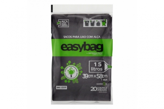 SACO PLASTICO EASY BAG EMBALADO 15 Litros FarDo com 20 rolos (20 UN por rolo)