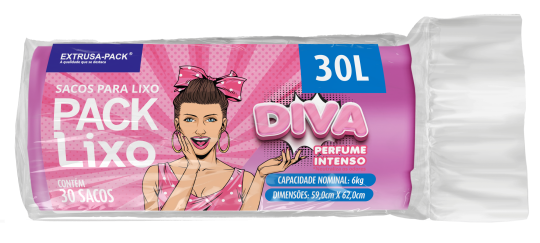 PACK LIXO DIVA 030 LITROS 59X62 ROSA FD 10X30 UN