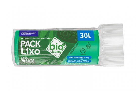 SACO DE LIXO BIOBAGS 30 LITROS VERDE (59X62 CM) - FARDO COM 10 ROLOS (30 UND POR ROLO)