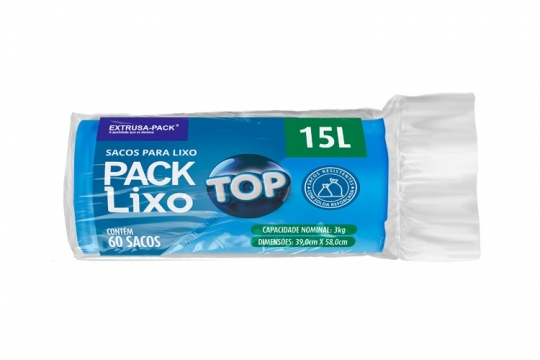 SACO DE LIXO TOP 15 LITROS AZUL (39X58 CM) - FARDO COM 10 ROLOS (60 UND POR ROLO)