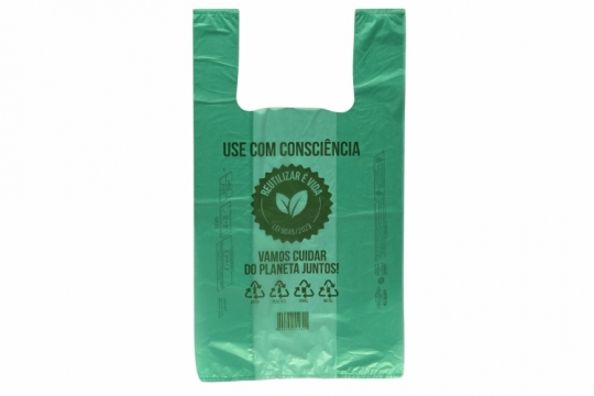 SACOLA IMPRESSA REUTILIZAVEL BIOPLASTICA LEI DE MARILIA 48 X 55 VERDE - MILHEIRO