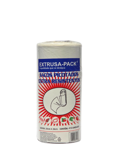 SACO PICOTADO B2 SOLDA FUNDA 20 X 28 - FARDO COM 06 ROLOS (410 SACOS POR ROLO)