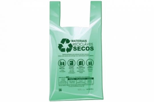 SACOLA VERDE RECICLAVEL LEI SP 70X90 BIOPLASTICA - PACOTE 3.1KG